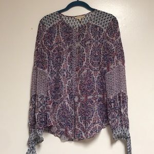 REBECCA TAYLOR mixed print long sleeve top